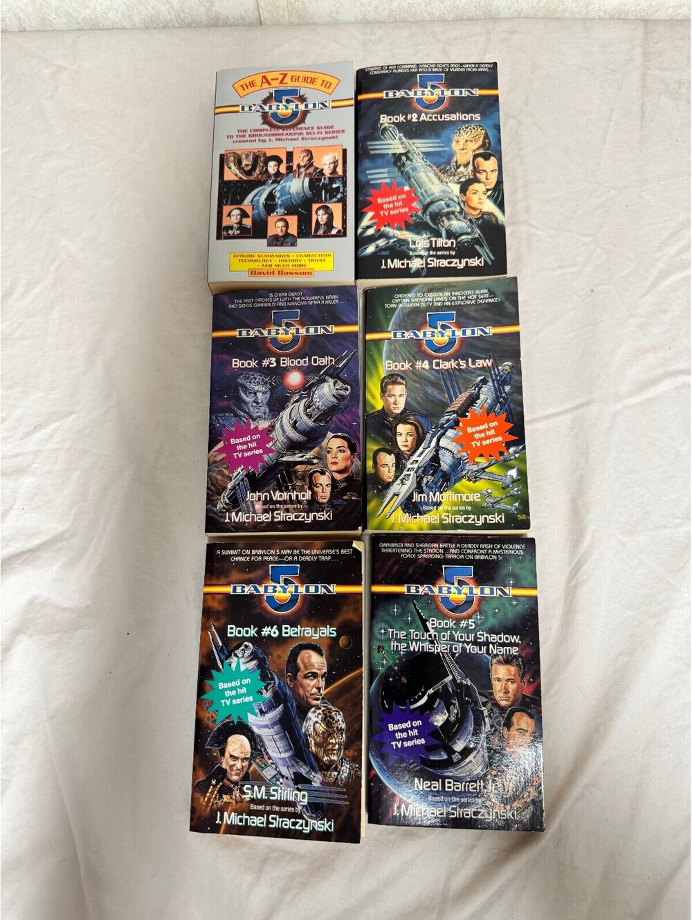 Babylon 5 Paperback Book Lot 6 Dell Novels 2-6 + A-Z Guide 1995-1997
